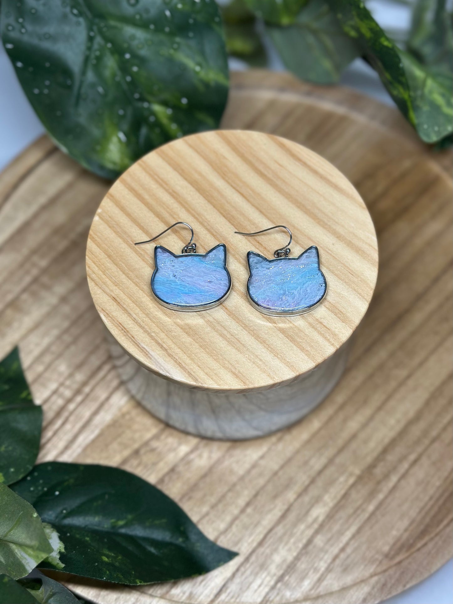 Cat Head Earrings - Cotton Candy