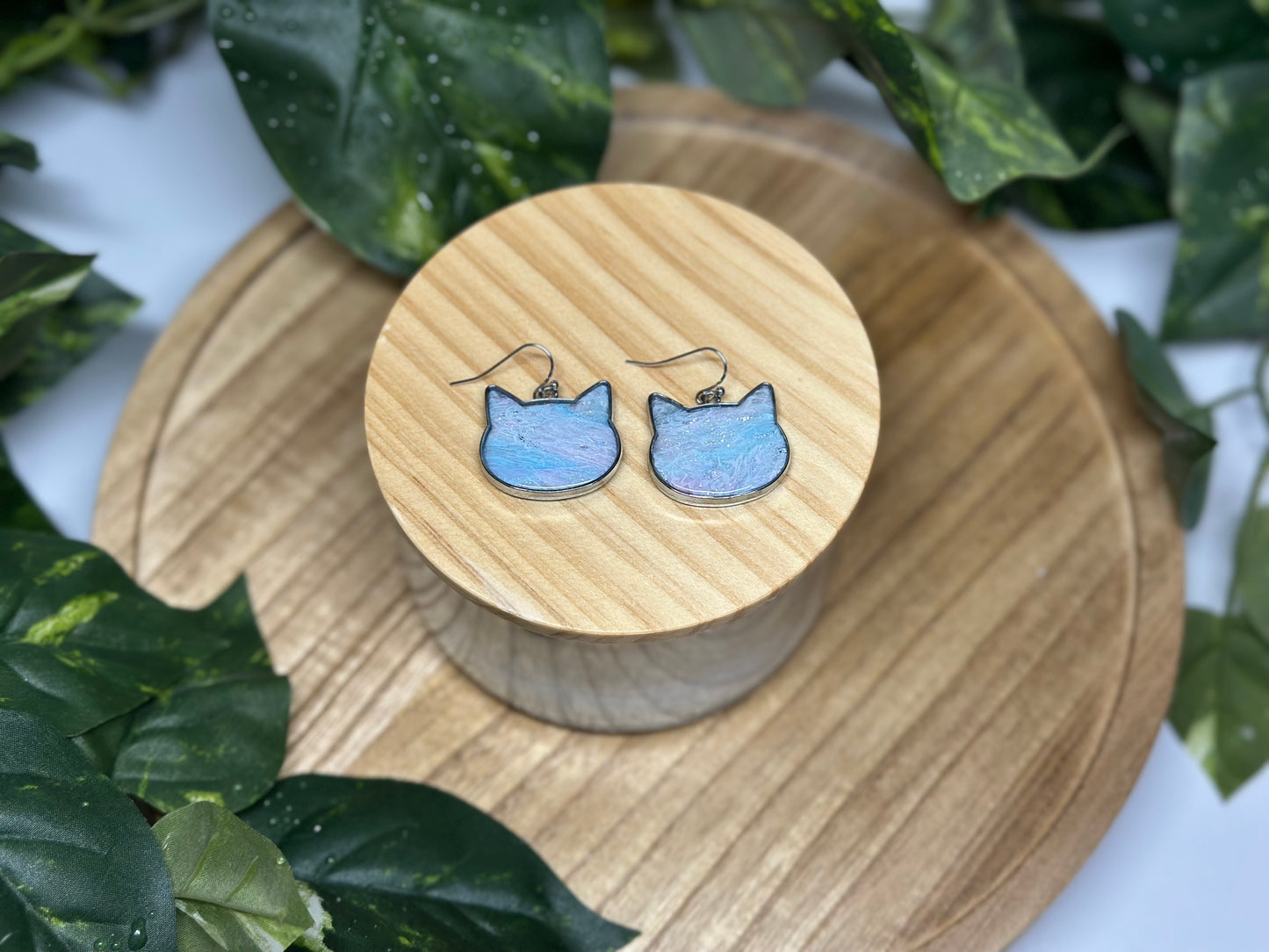 Cat Head Earrings - Cotton Candy