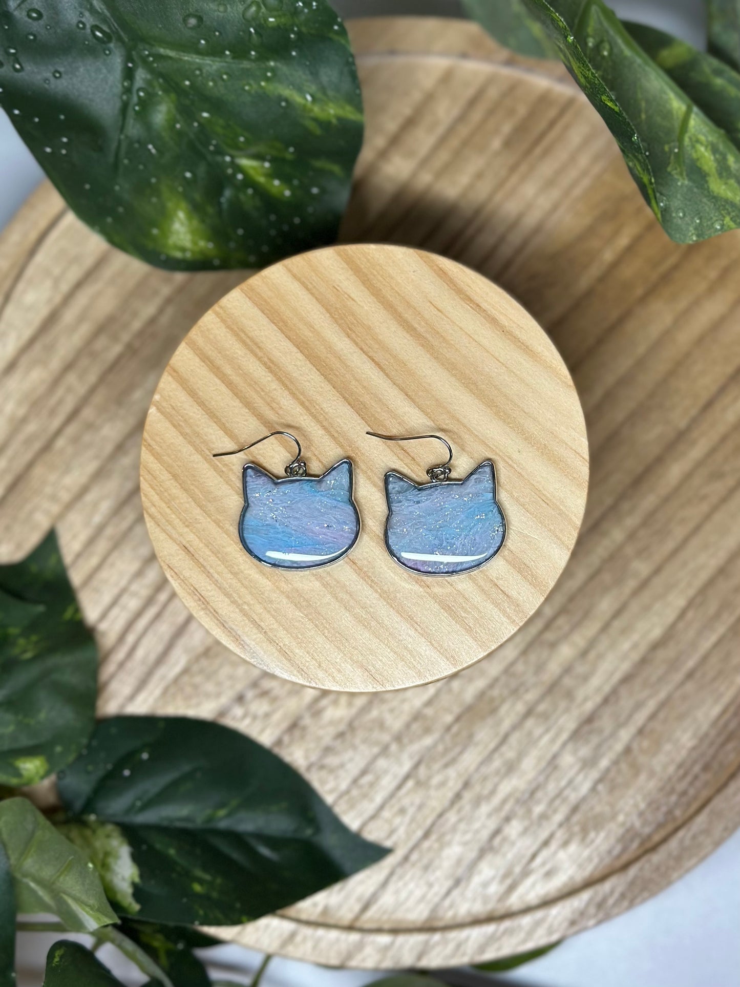 Cat Head Earrings - Cotton Candy