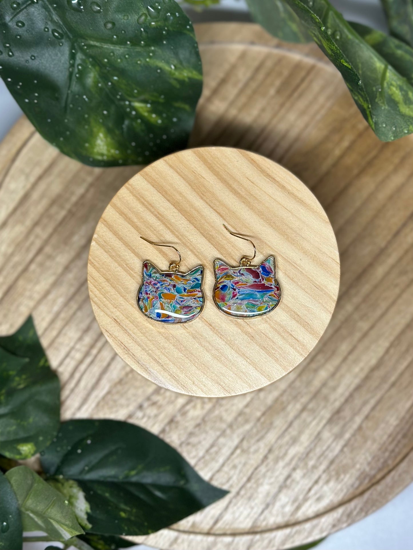 Cat Head Earrings - Rainbow 1