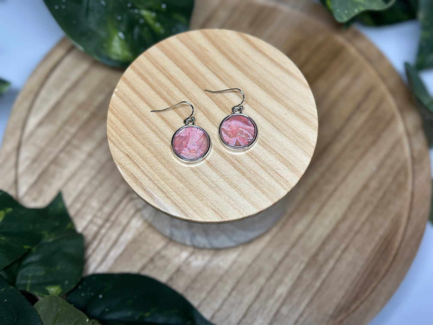 Circle Earrings - Light Pink