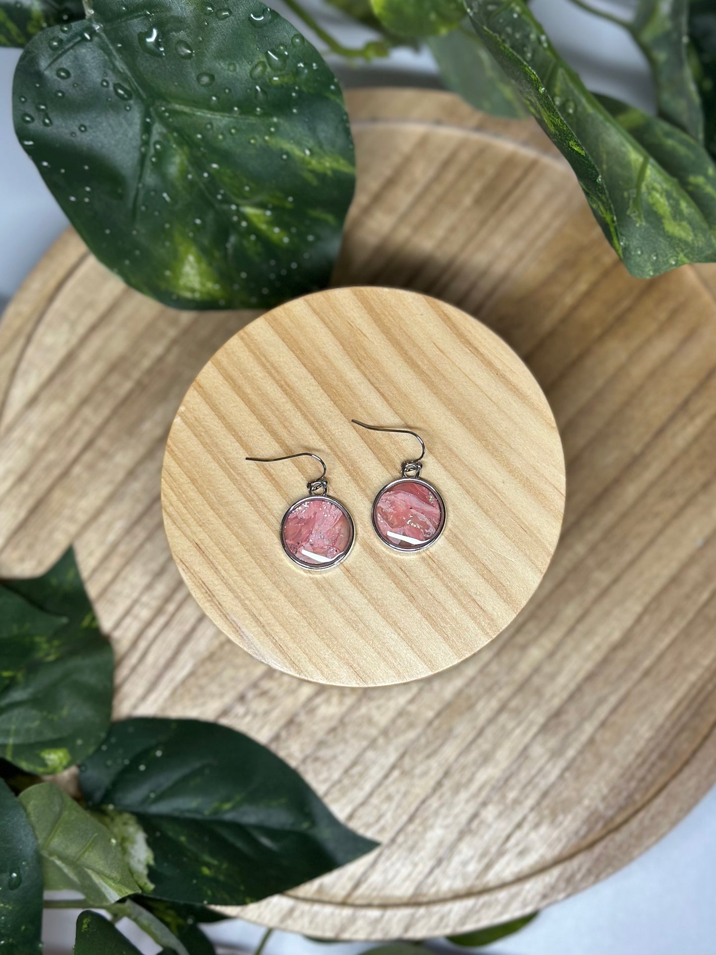 Circle Earrings - Light Pink