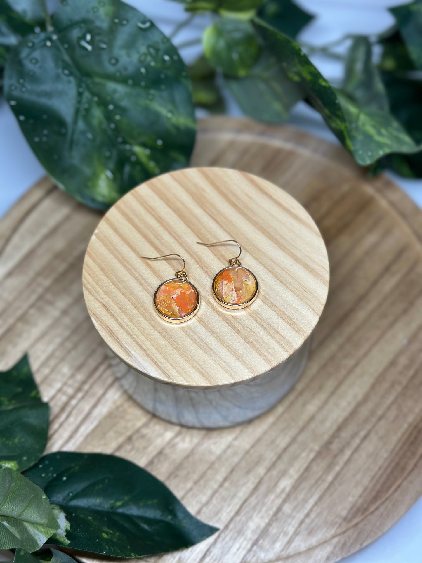Circle Earrings - Orange