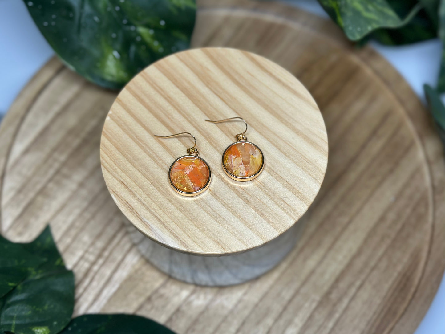 Circle Earrings - Orange