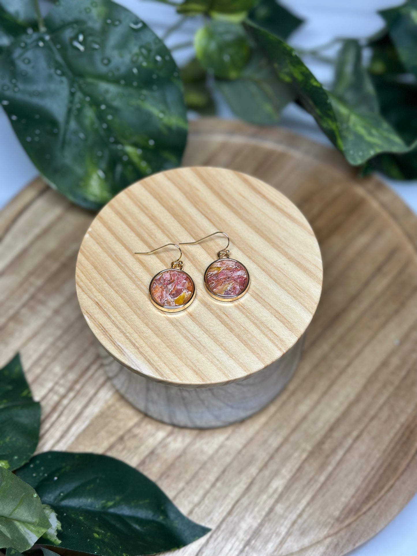 Circle Earrings - Yellow & Pink