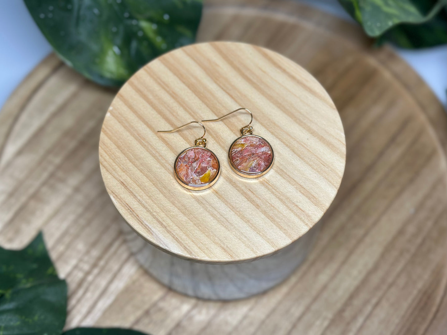 Circle Earrings - Yellow & Pink
