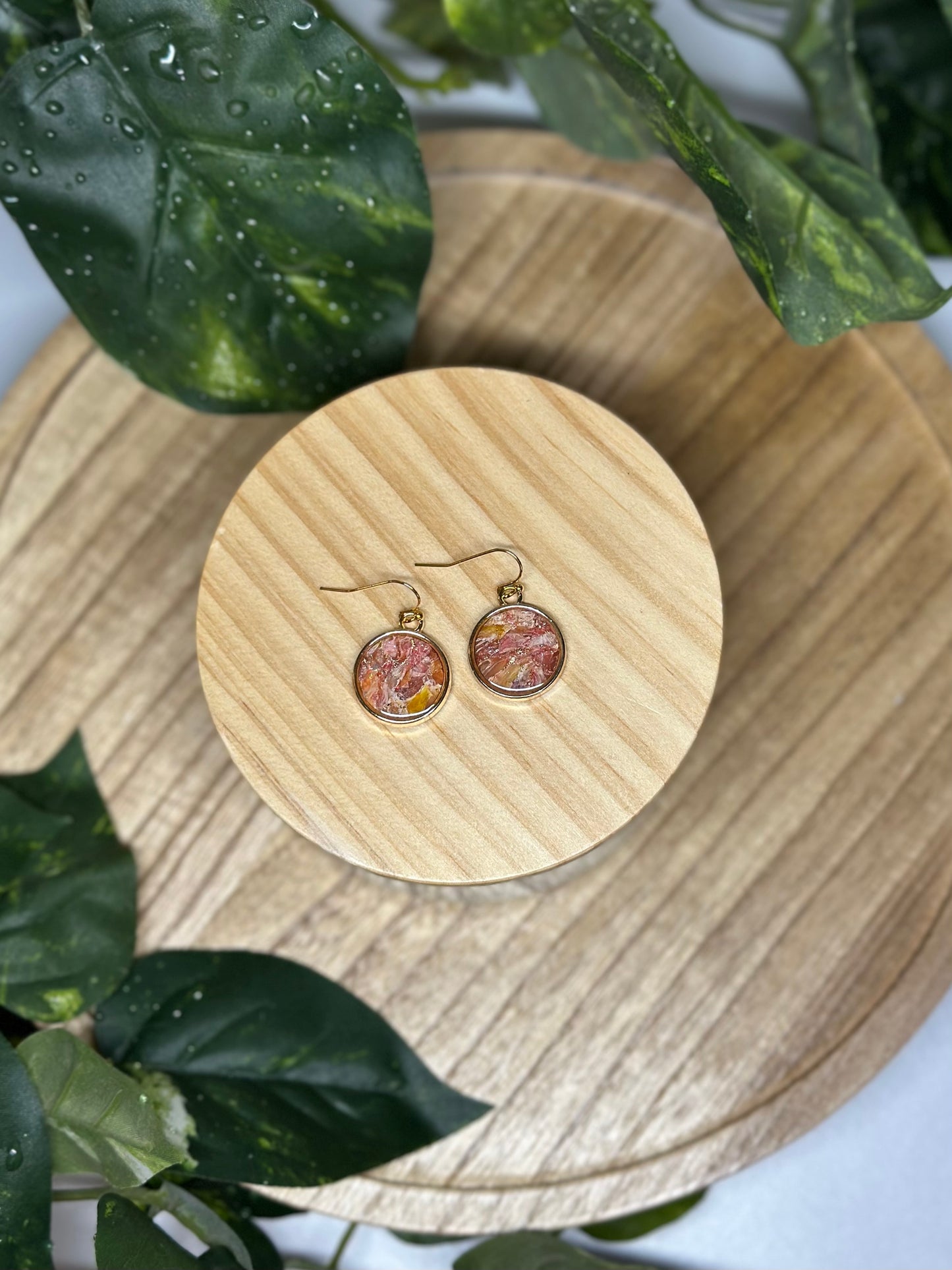 Circle Earrings - Yellow & Pink