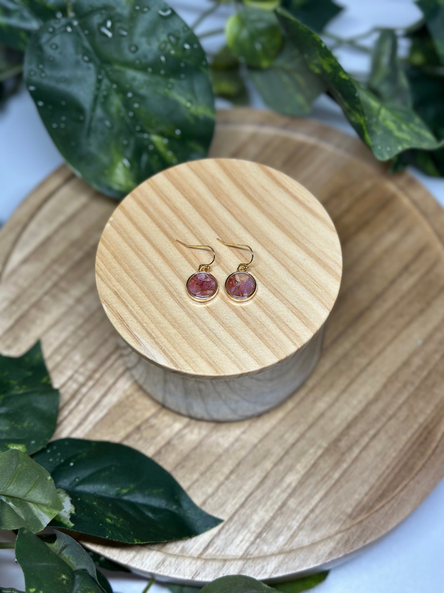 Circle Small Earrings - Dark Pink 1