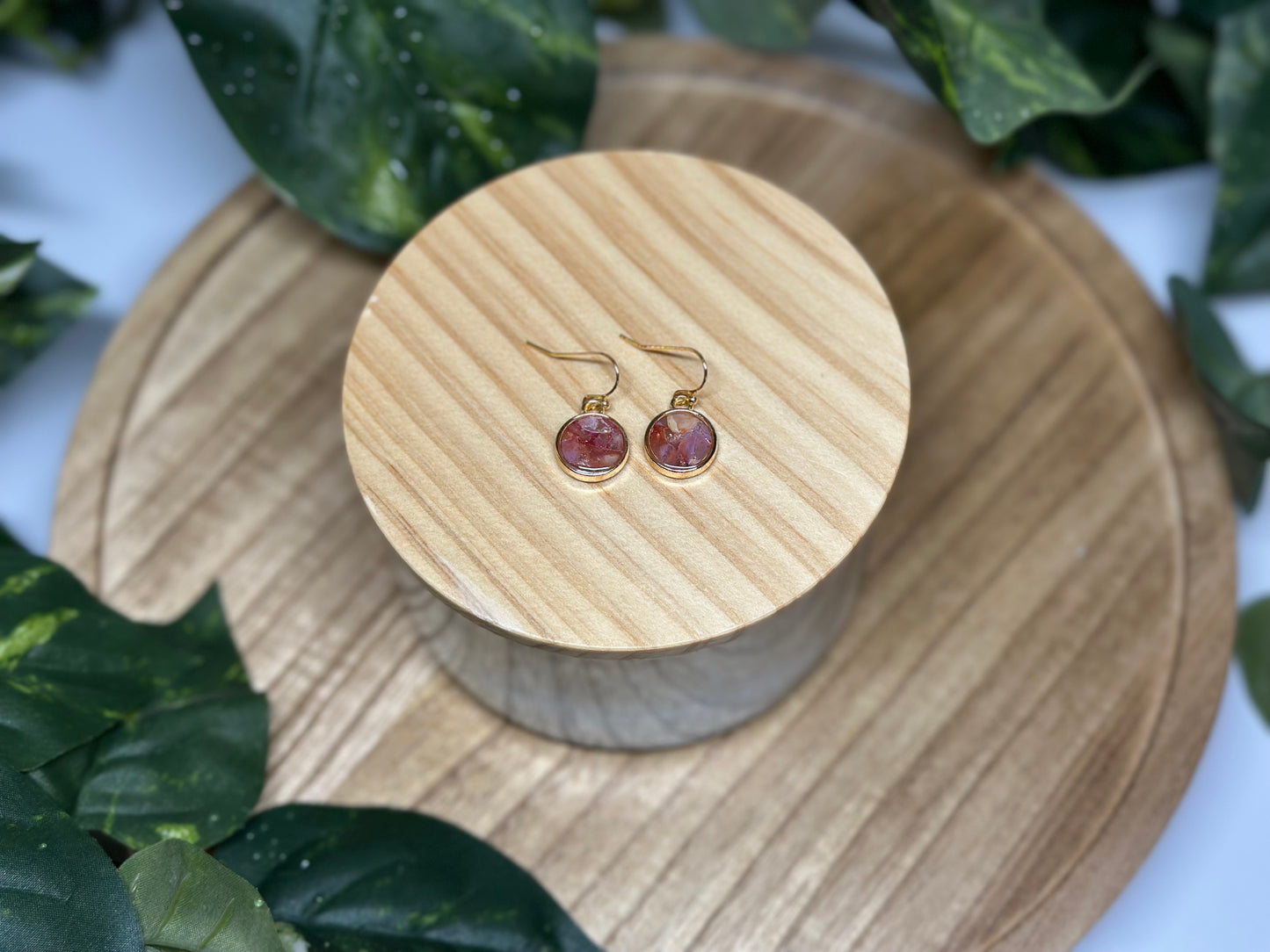Circle Small Earrings - Dark Pink 1