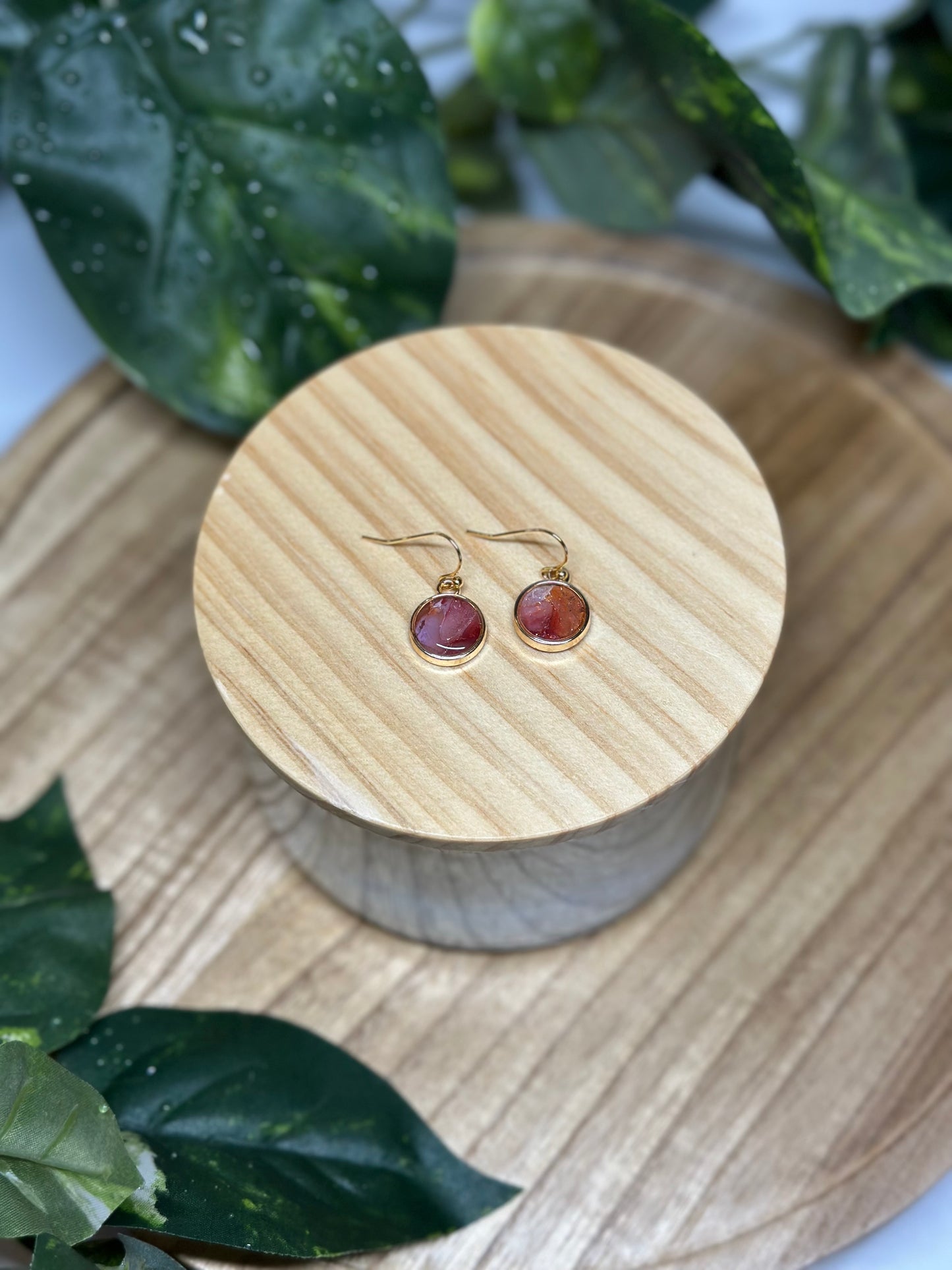 Circle Small Earrings - Dark Pink 2