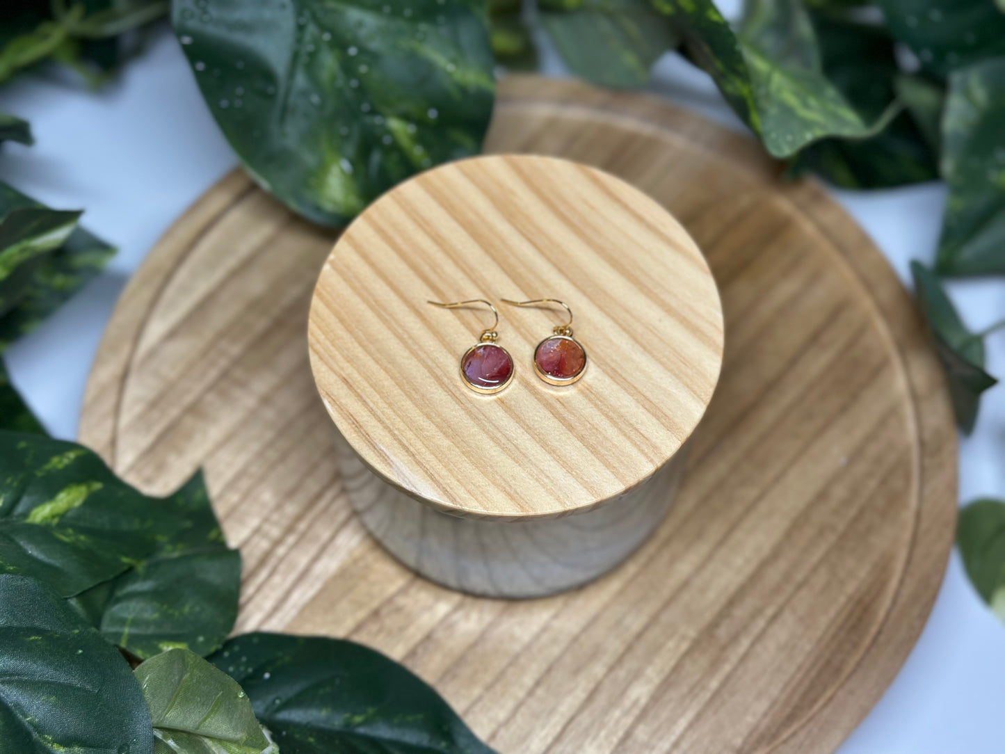 Circle Small Earrings - Dark Pink 2