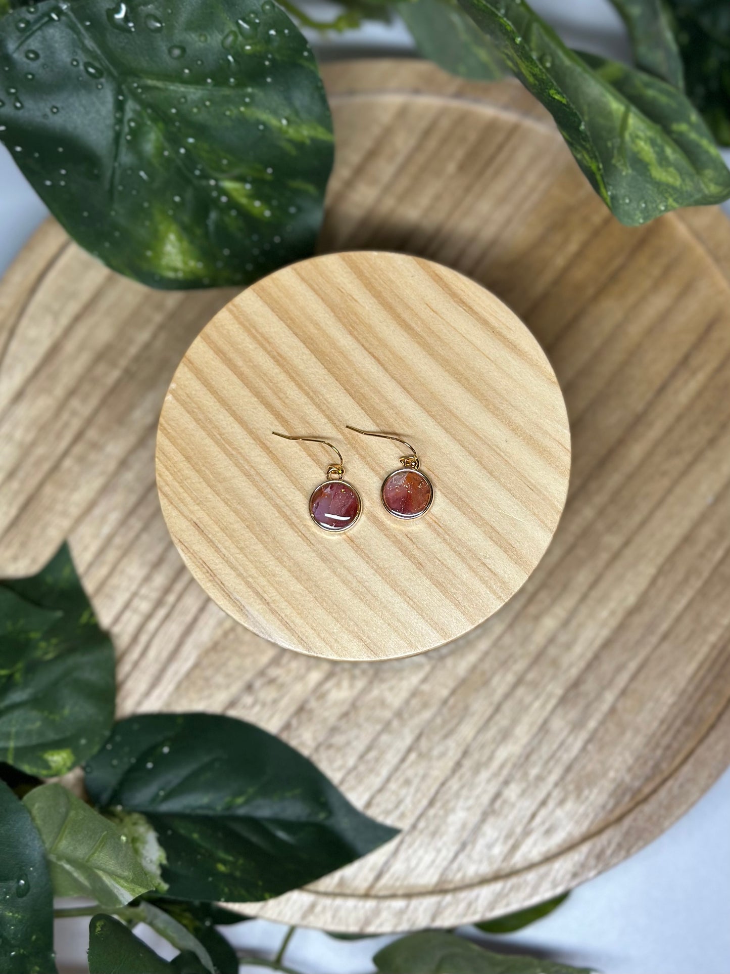 Circle Small Earrings - Dark Pink 2