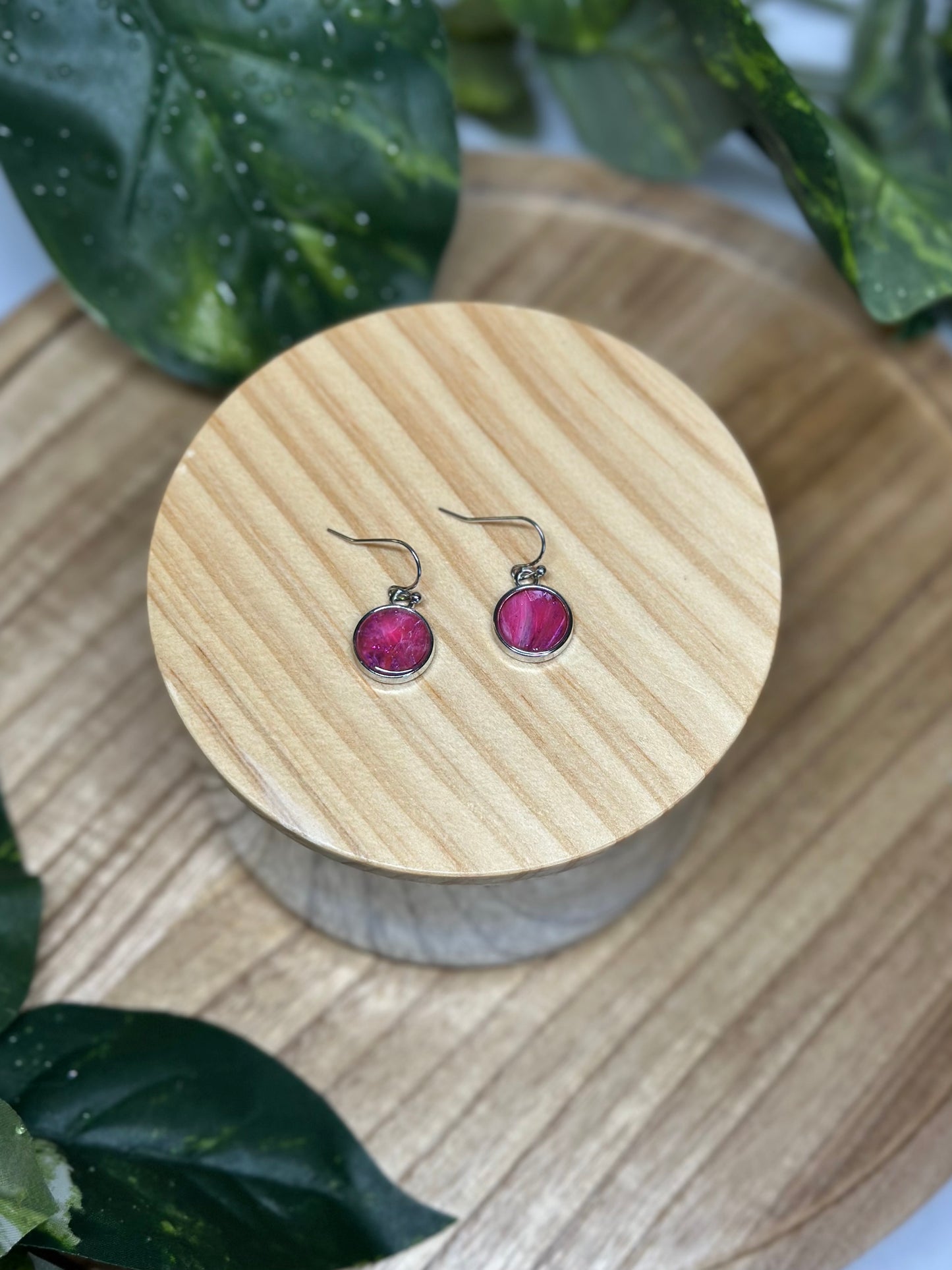 Circle Small Earrings - Fuchsia