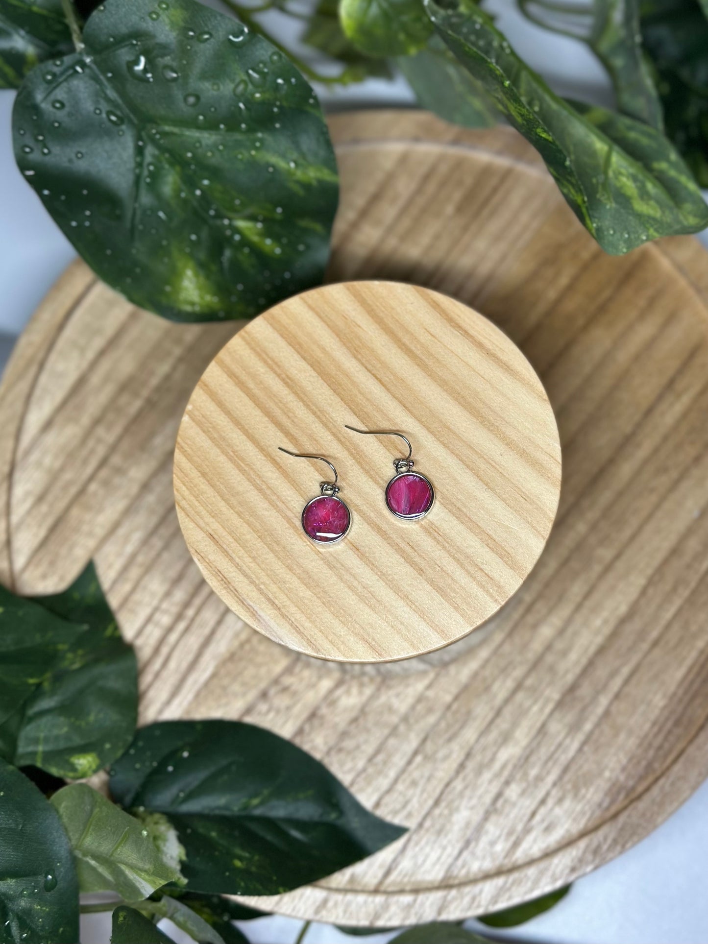 Circle Small Earrings - Fuchsia