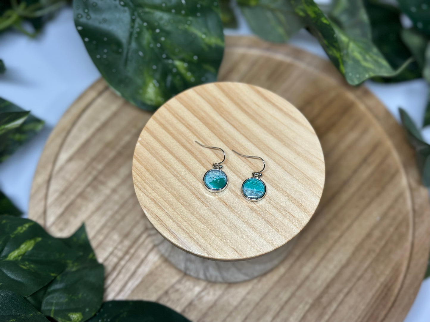 Circle Small Earrings - Green