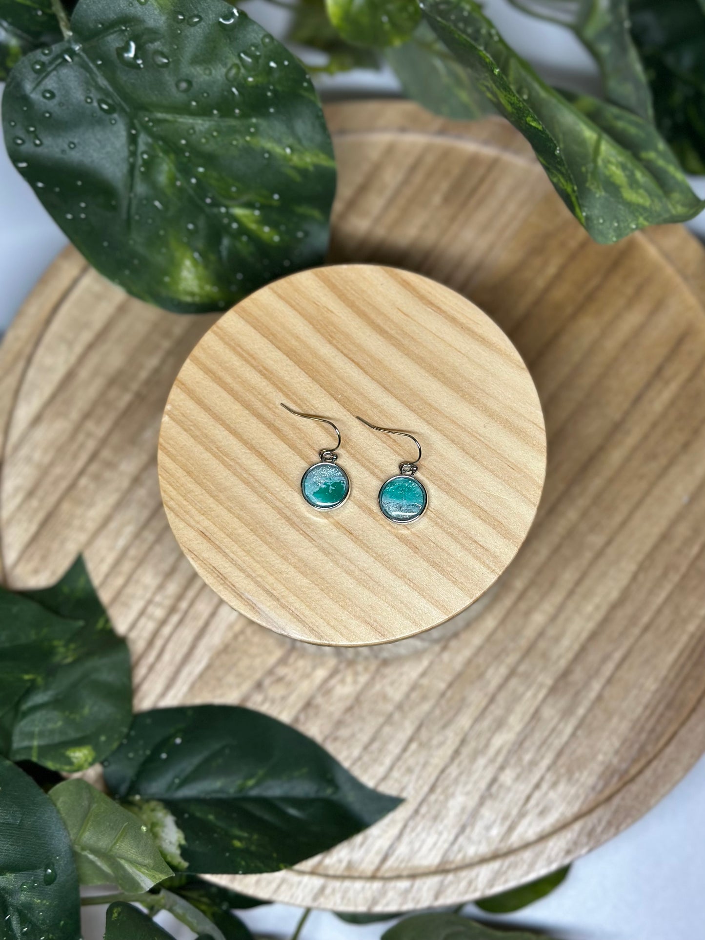 Circle Small Earrings - Green