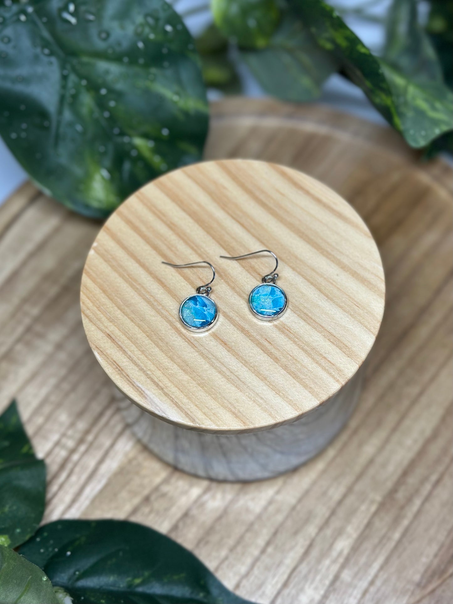 Circle Small Earrings - Ocean Blue