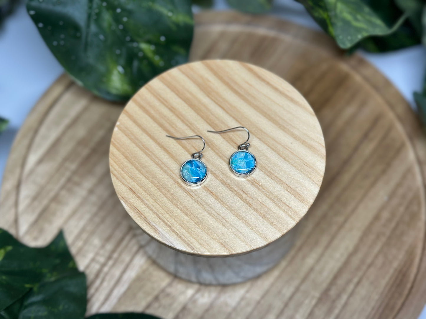 Circle Small Earrings - Ocean Blue