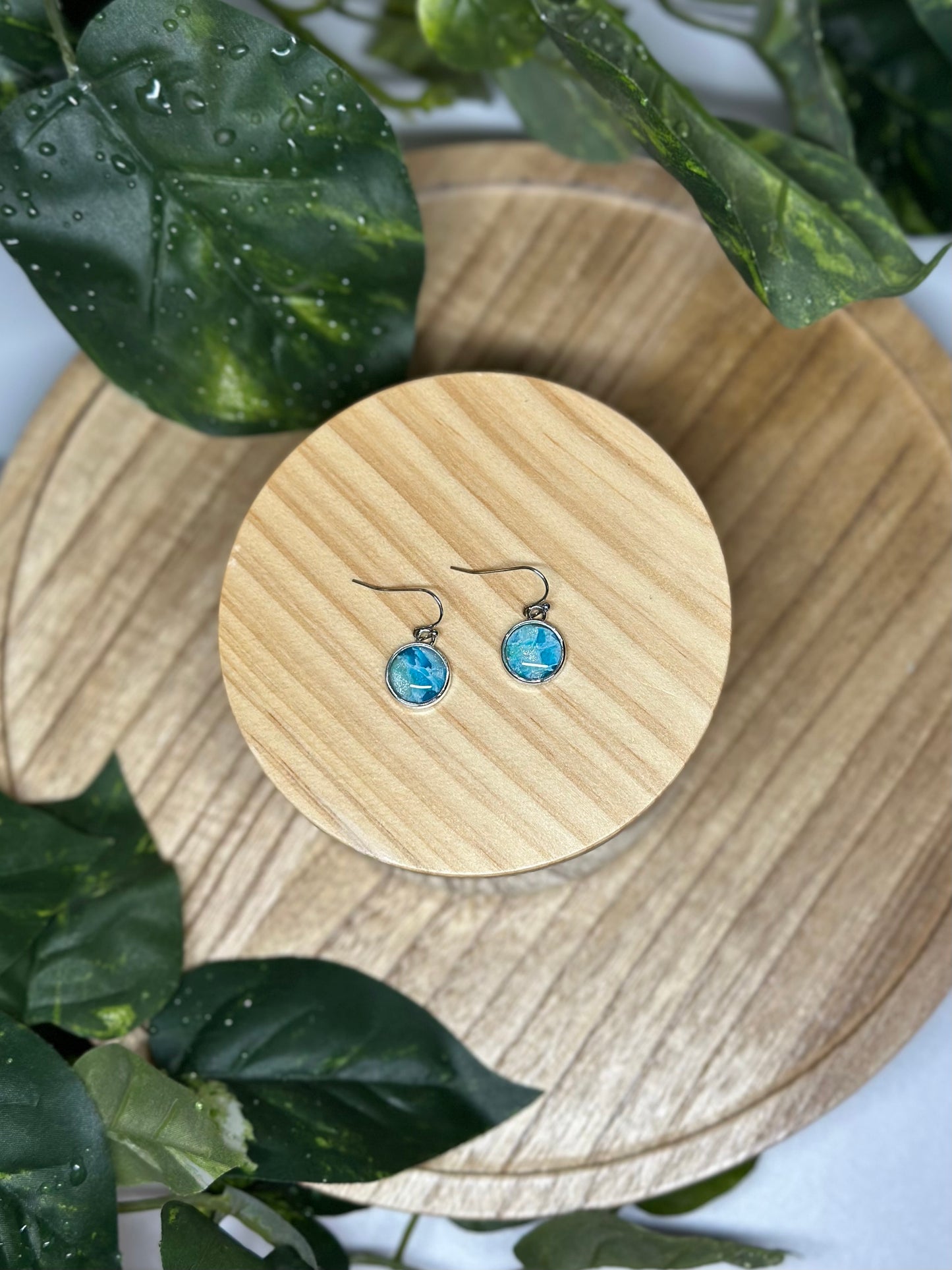 Circle Small Earrings - Ocean Blue