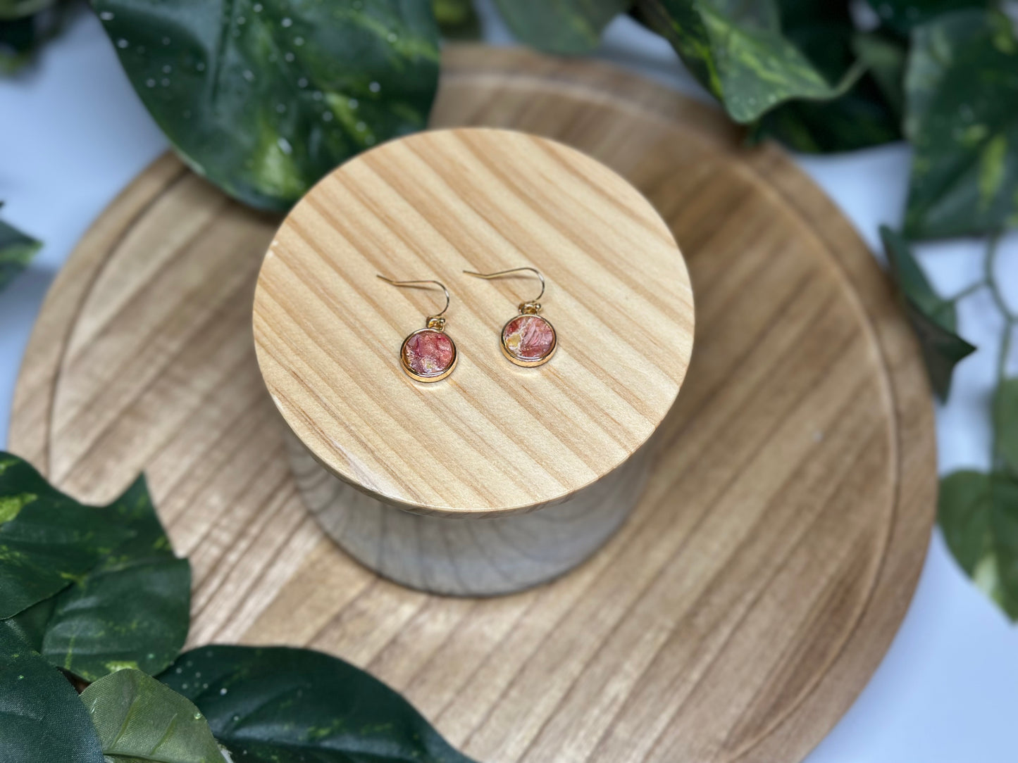 Circle Small Earrings - Yellow & Pink 2