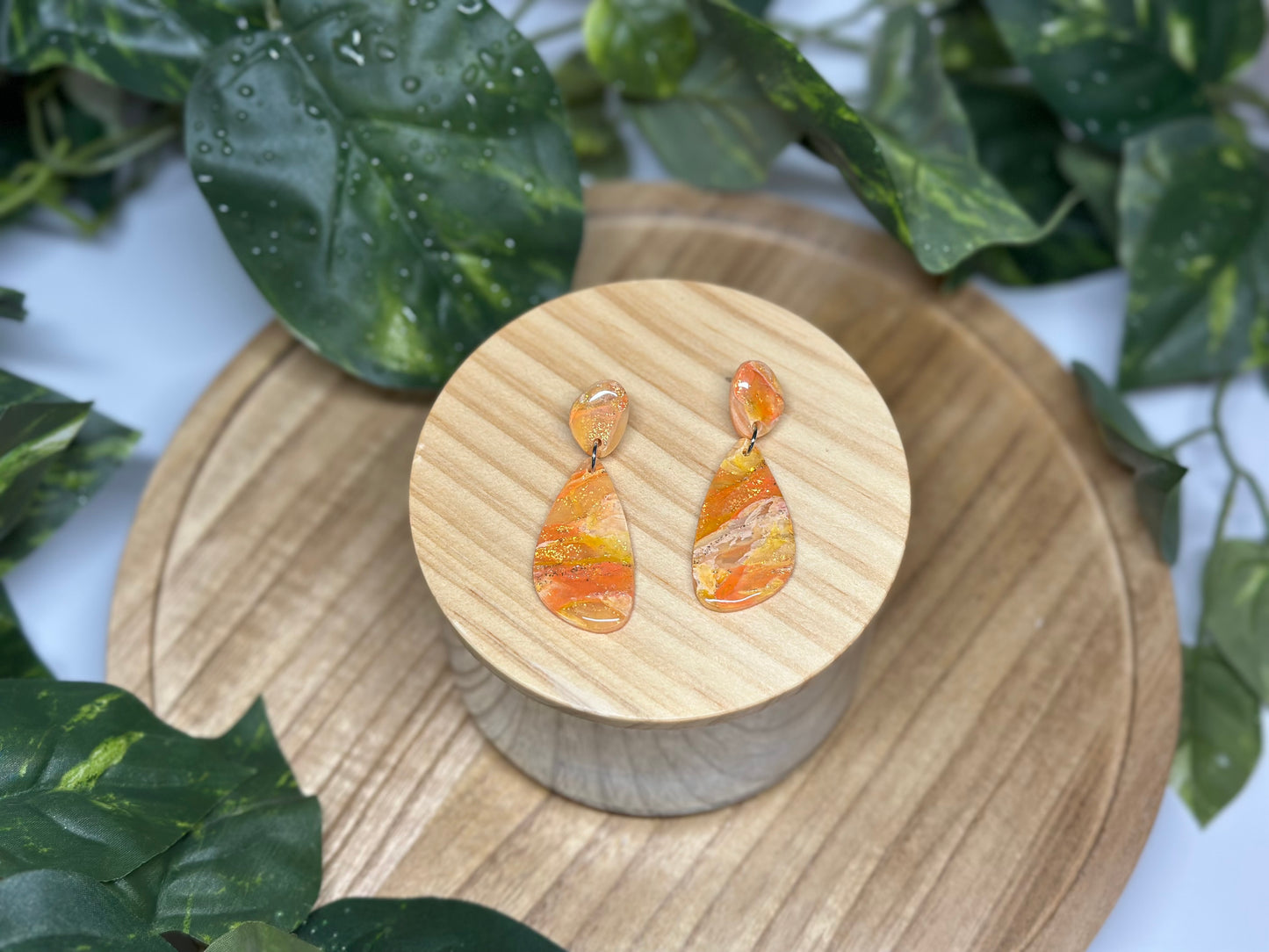Curvy Long Earrings - Orange 1