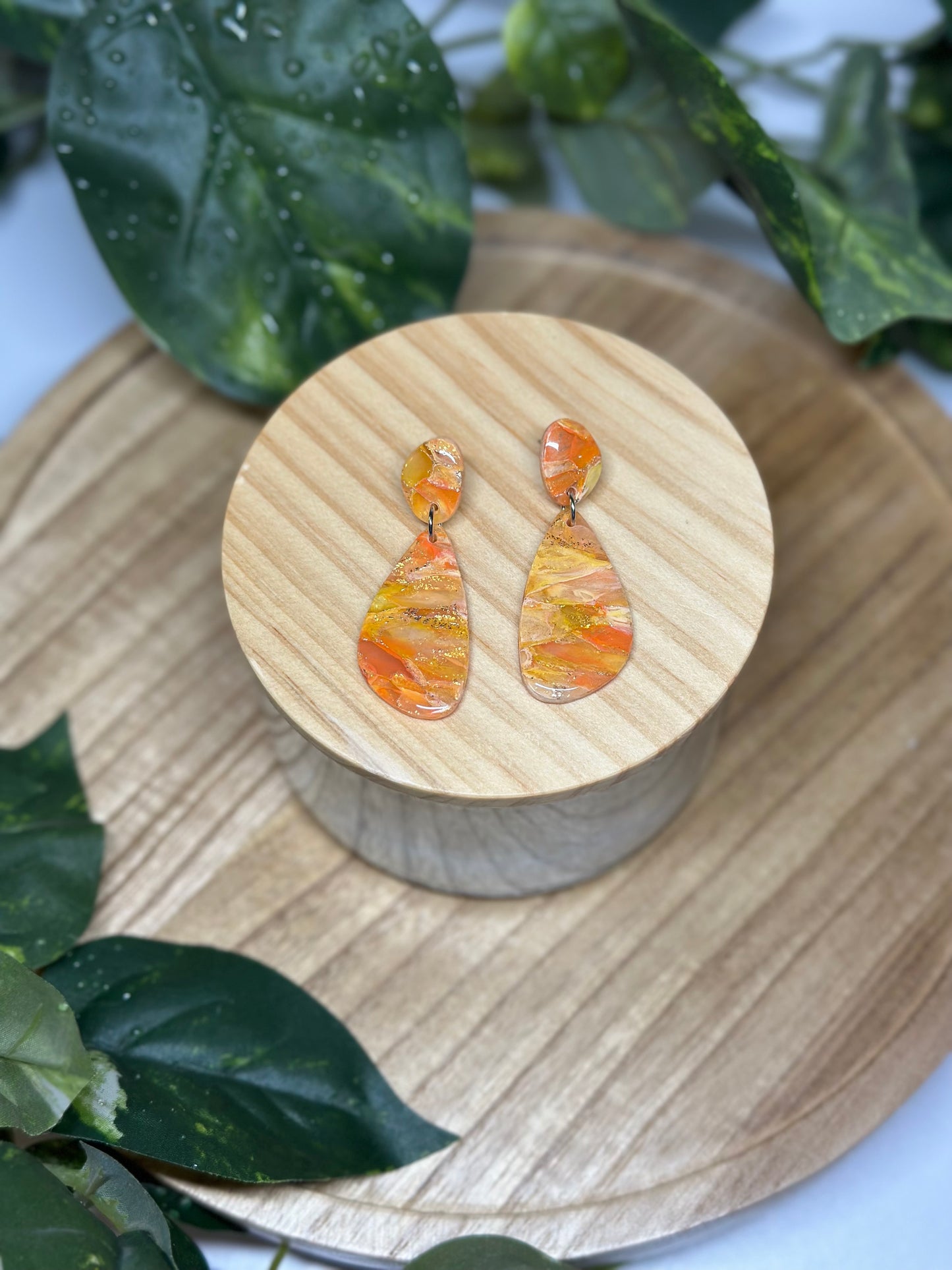 Curvy Long Earrings - Orange 2