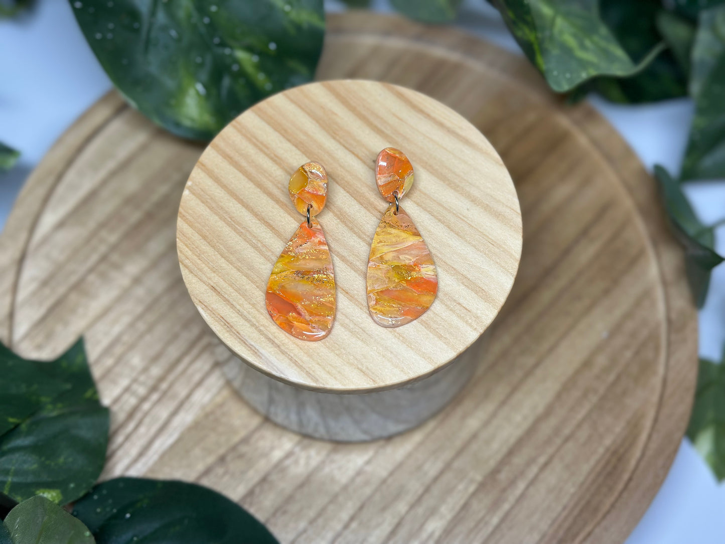 Curvy Long Earrings - Orange 2
