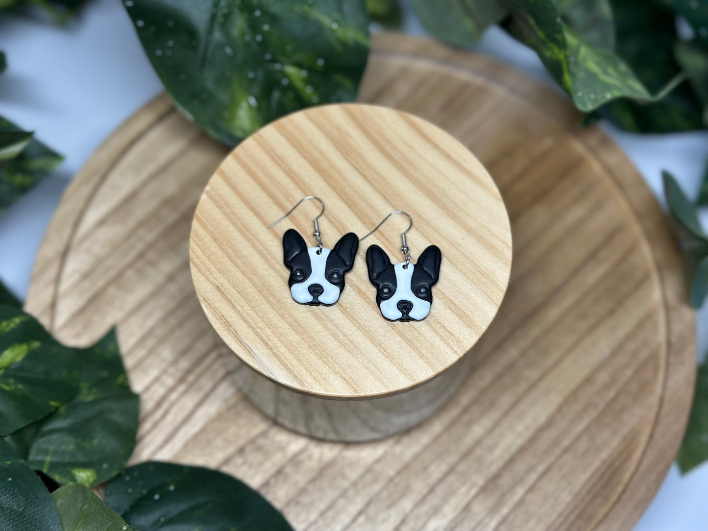 Dogs - Boston Terrier Earrings - Black & White