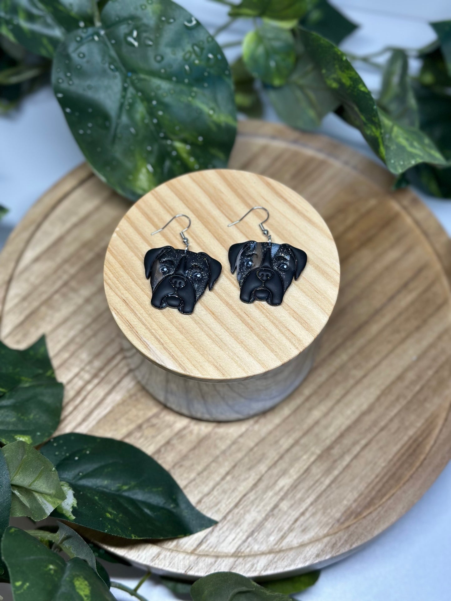 Dogs - Boxer / Mastiff Earrings - Black Brindle