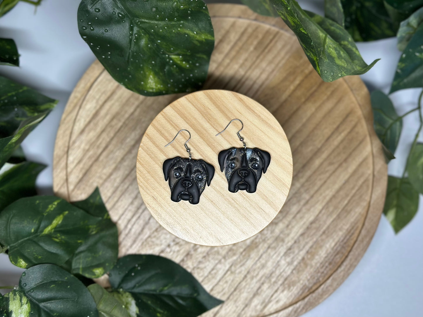 Dogs - Boxer / Mastiff Earrings - Black Brindle
