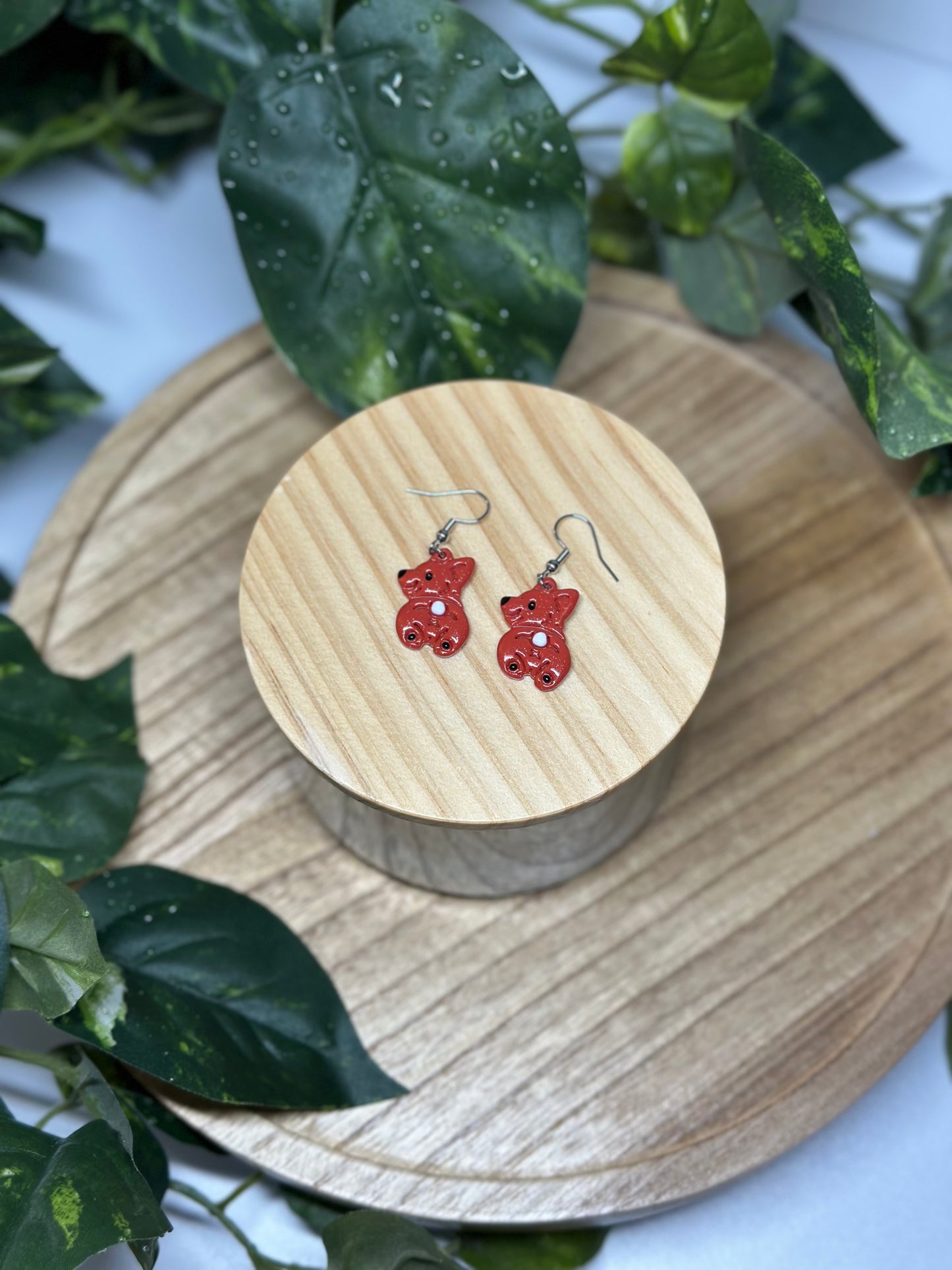 Dogs - Corgi Earrings - Red & White