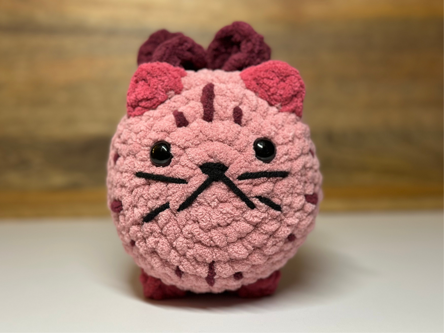 Crocheted Loaf Cat - Pink Butterfly