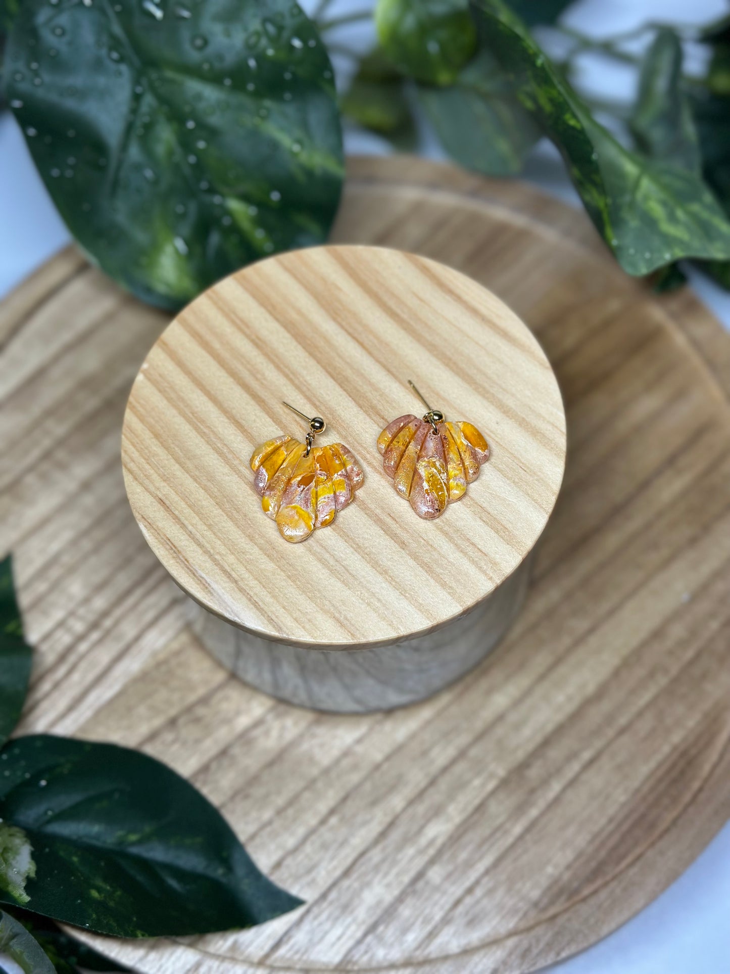 Fanned Earrings - Yellow
