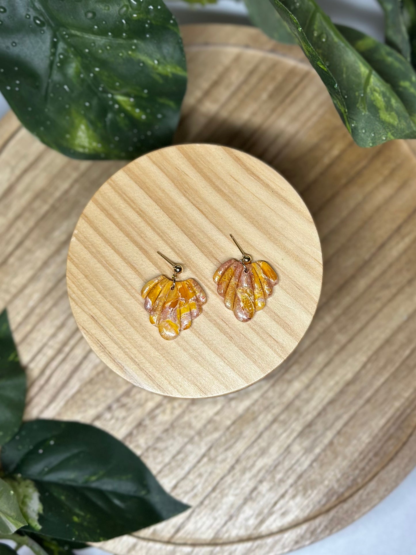 Fanned Earrings - Yellow
