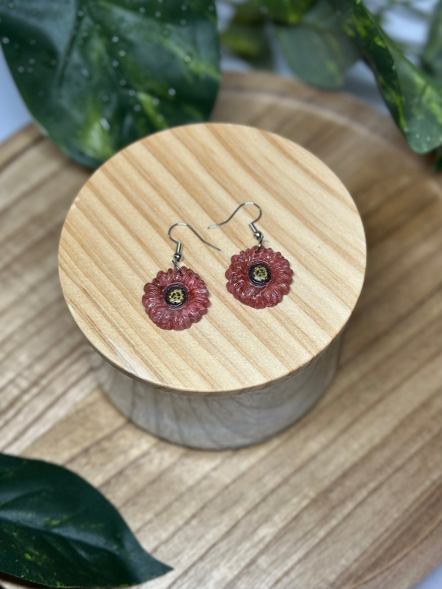 Floral Earrings - Pink