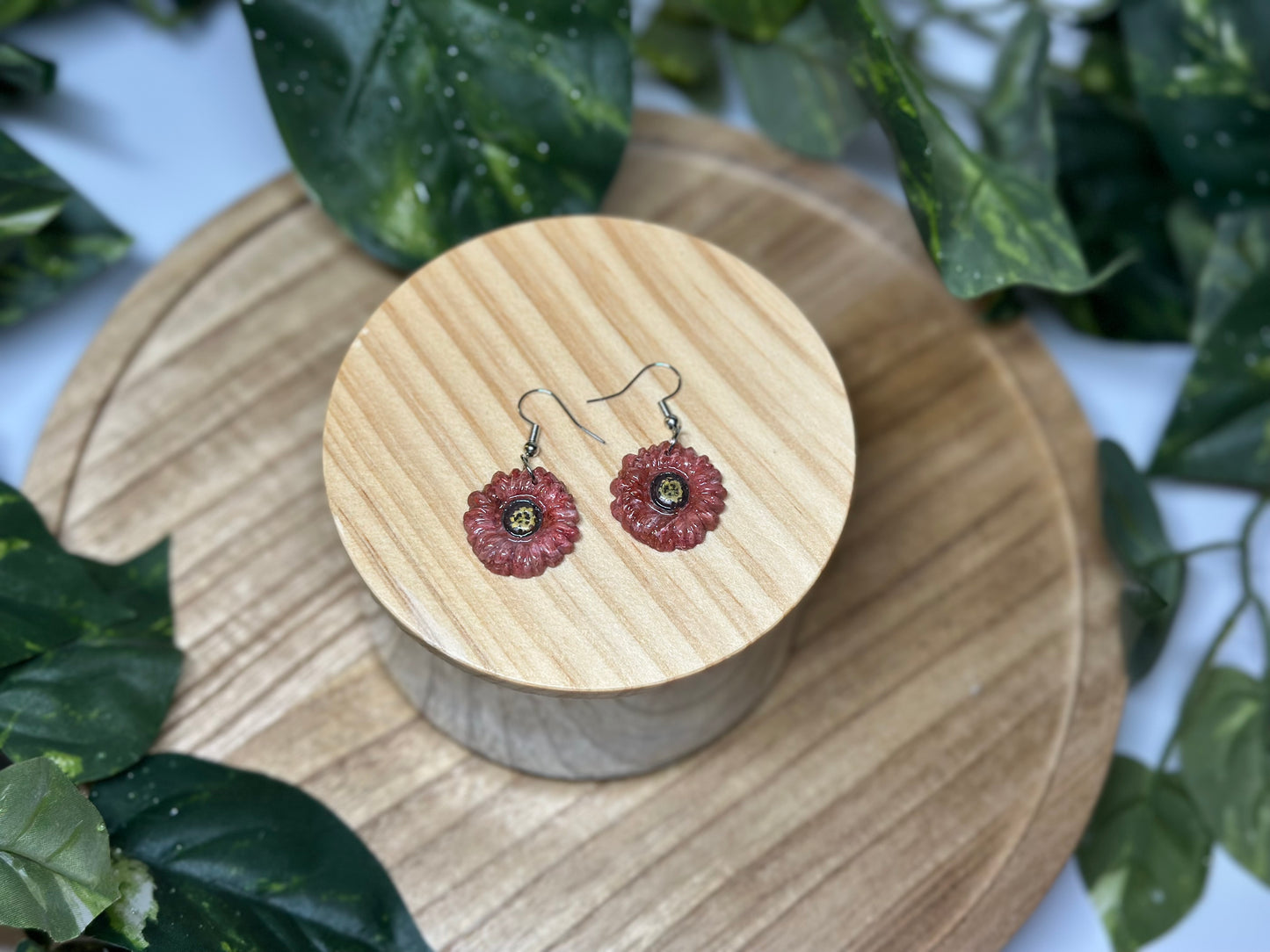 Floral Earrings - Pink