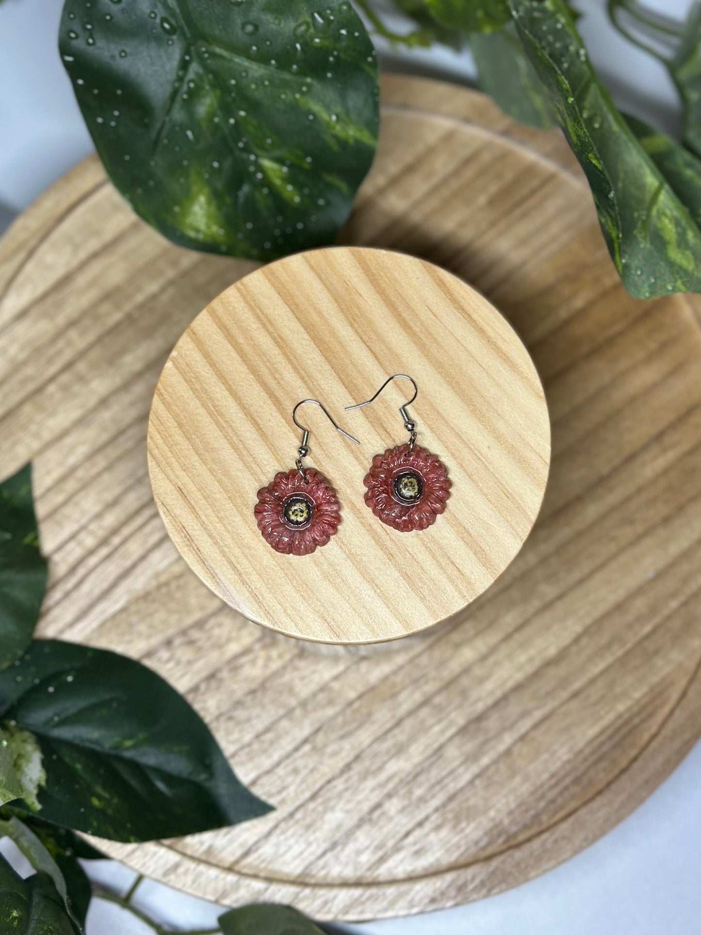 Floral Earrings - Pink