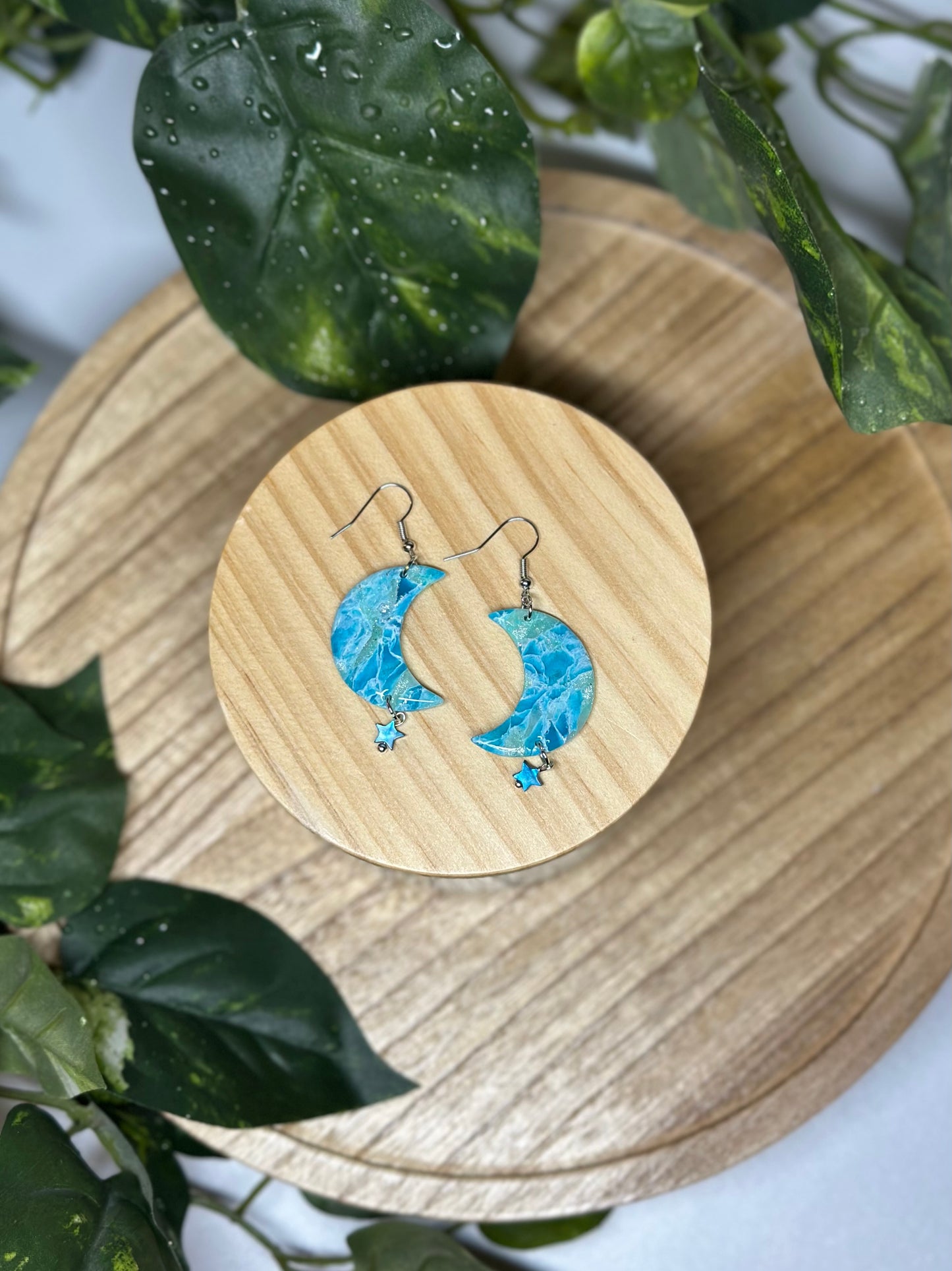 Moon Earrings - Ocean Blue 1