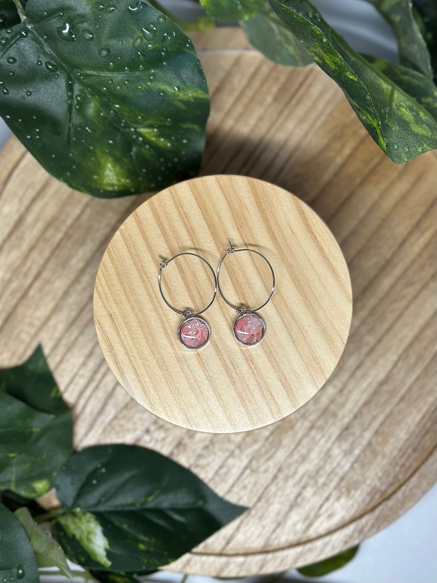 Circle Small Hoop Earrings - Light Pink