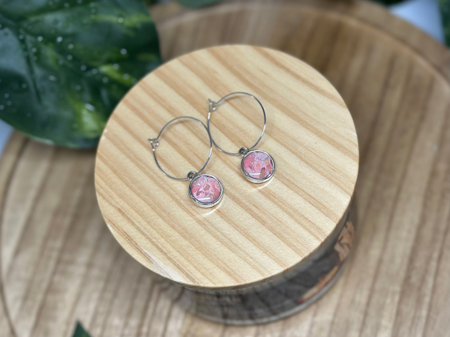 Circle Small Hoop Earrings - Light Pink