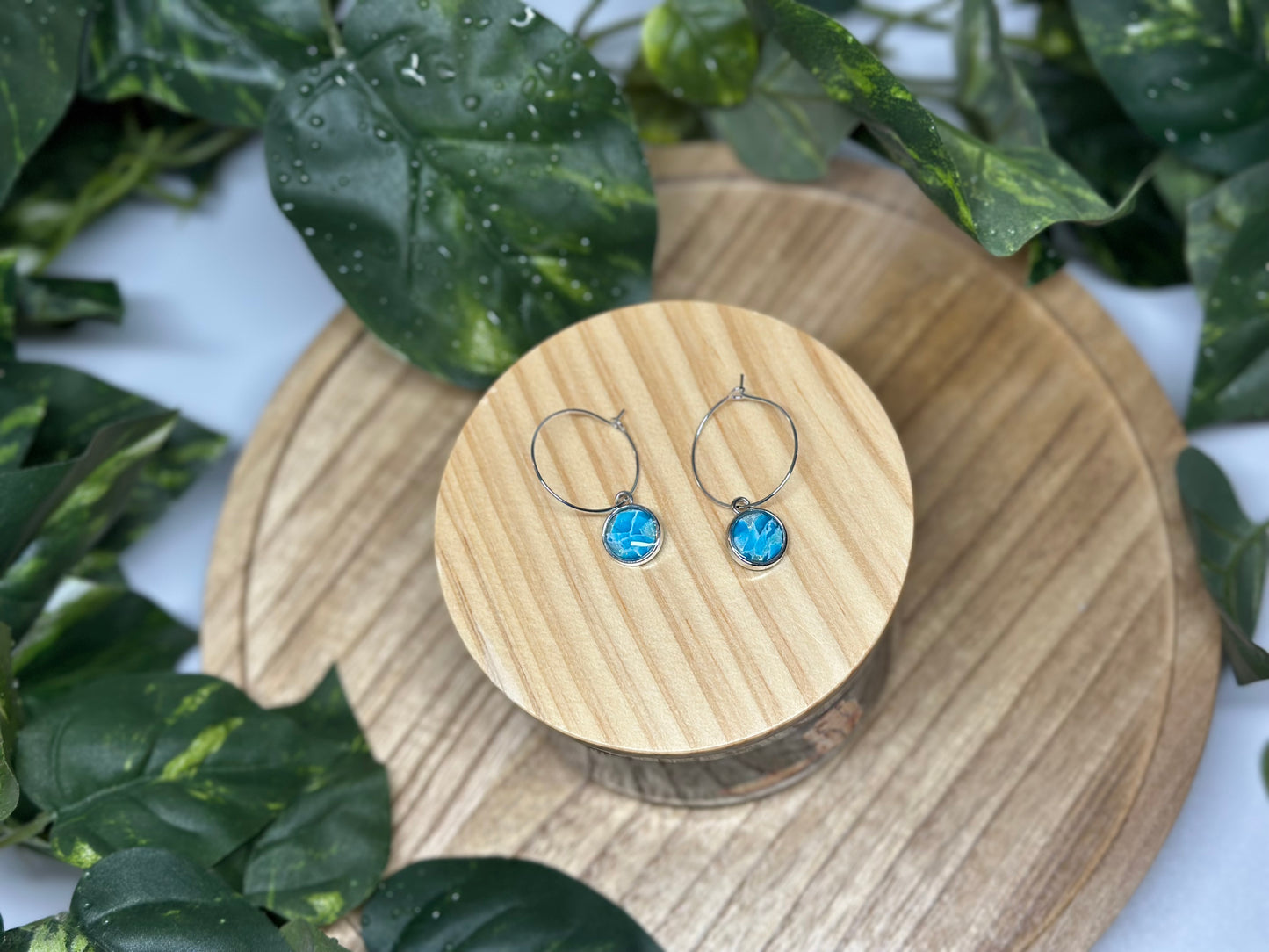 Circle Small Hoop Earrings - Ocean Blue