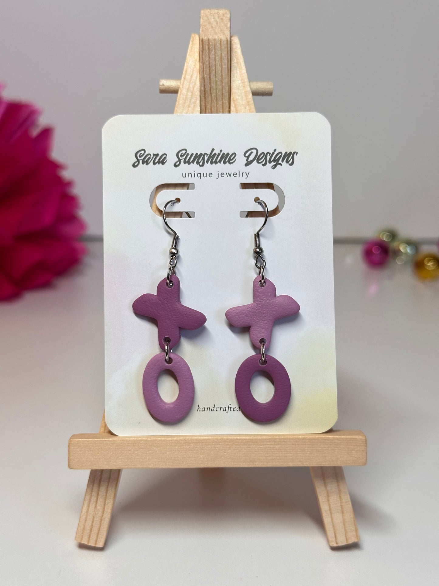 XO Dangle Earrings - Purple