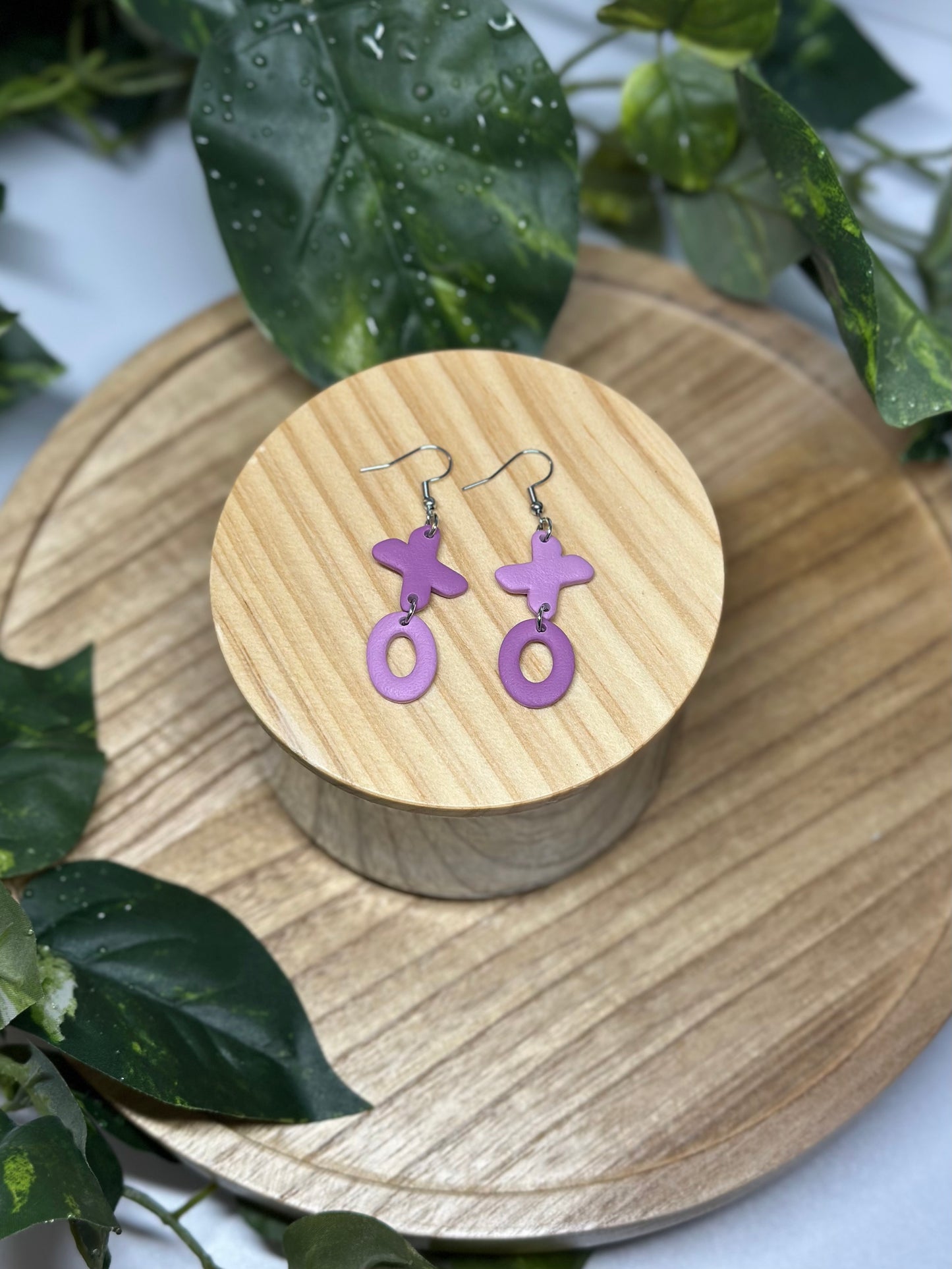 XO Dangle Earrings - Purple