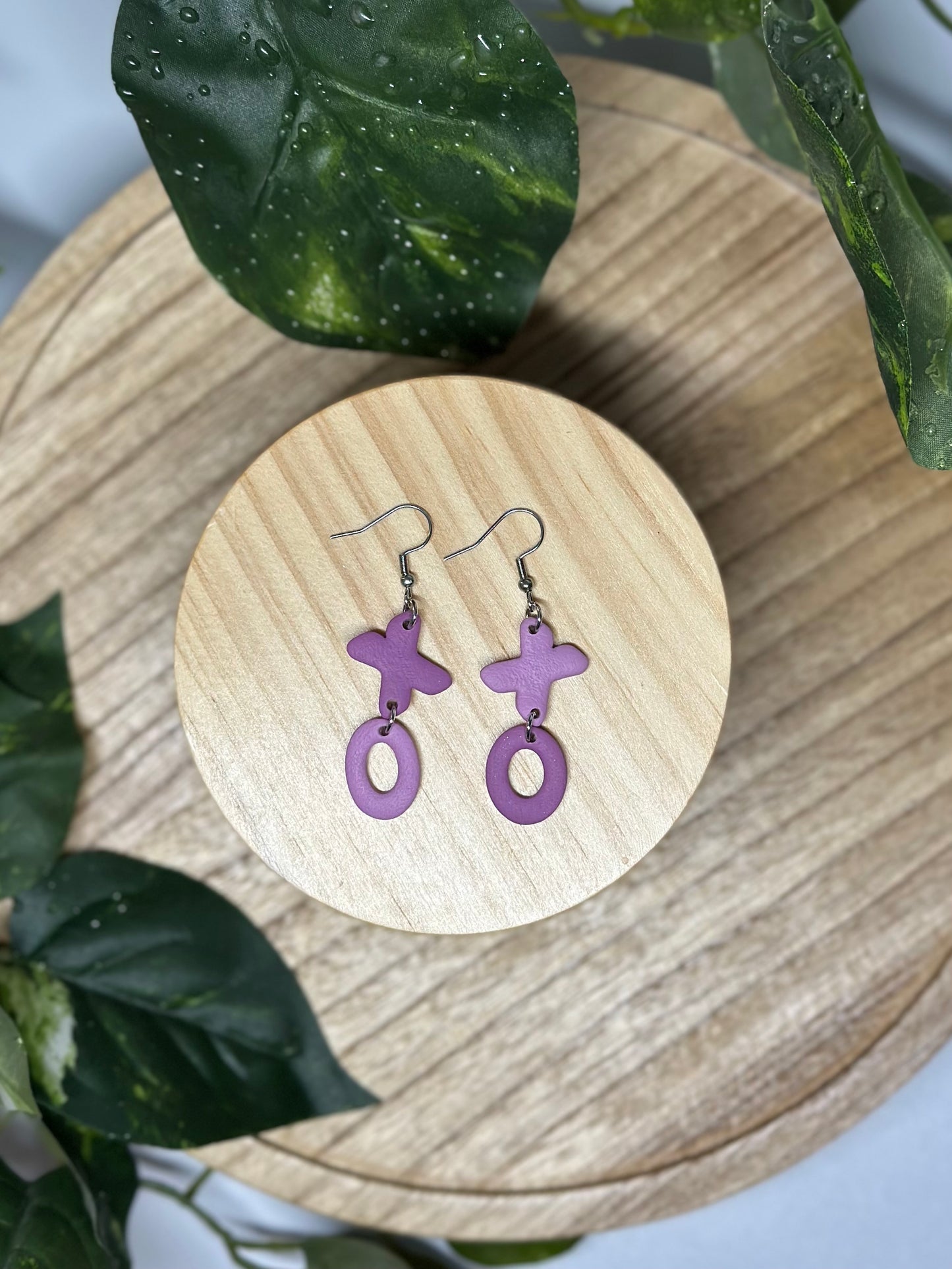 XO Dangle Earrings - Purple