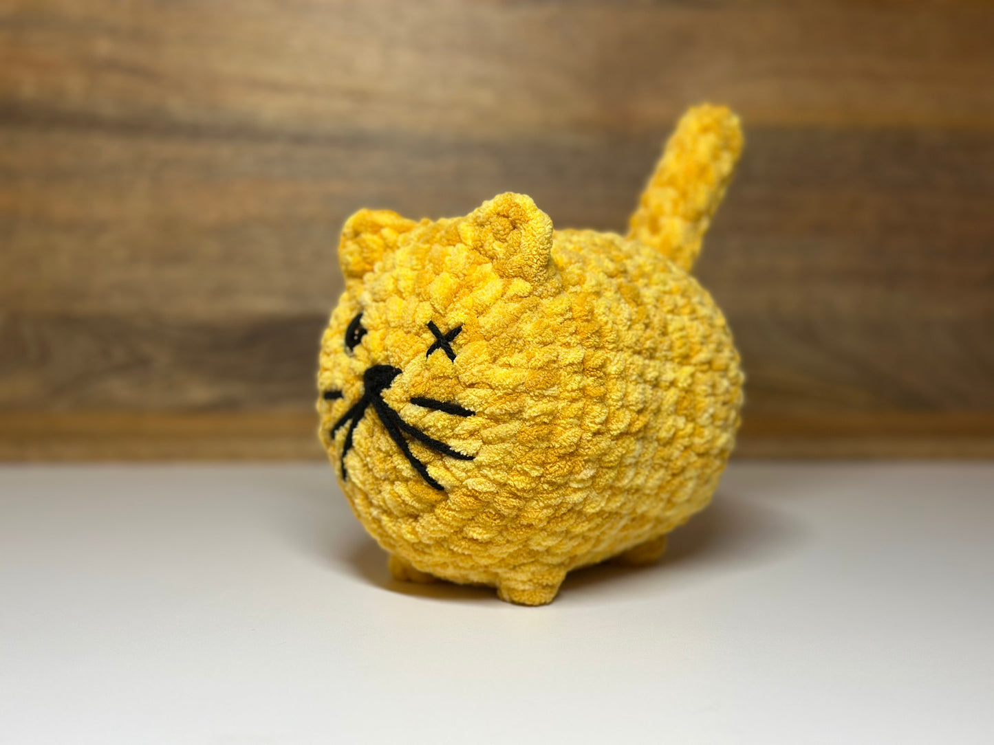 Crocheted Loaf Cat - One-Eyed Orange Tabby
