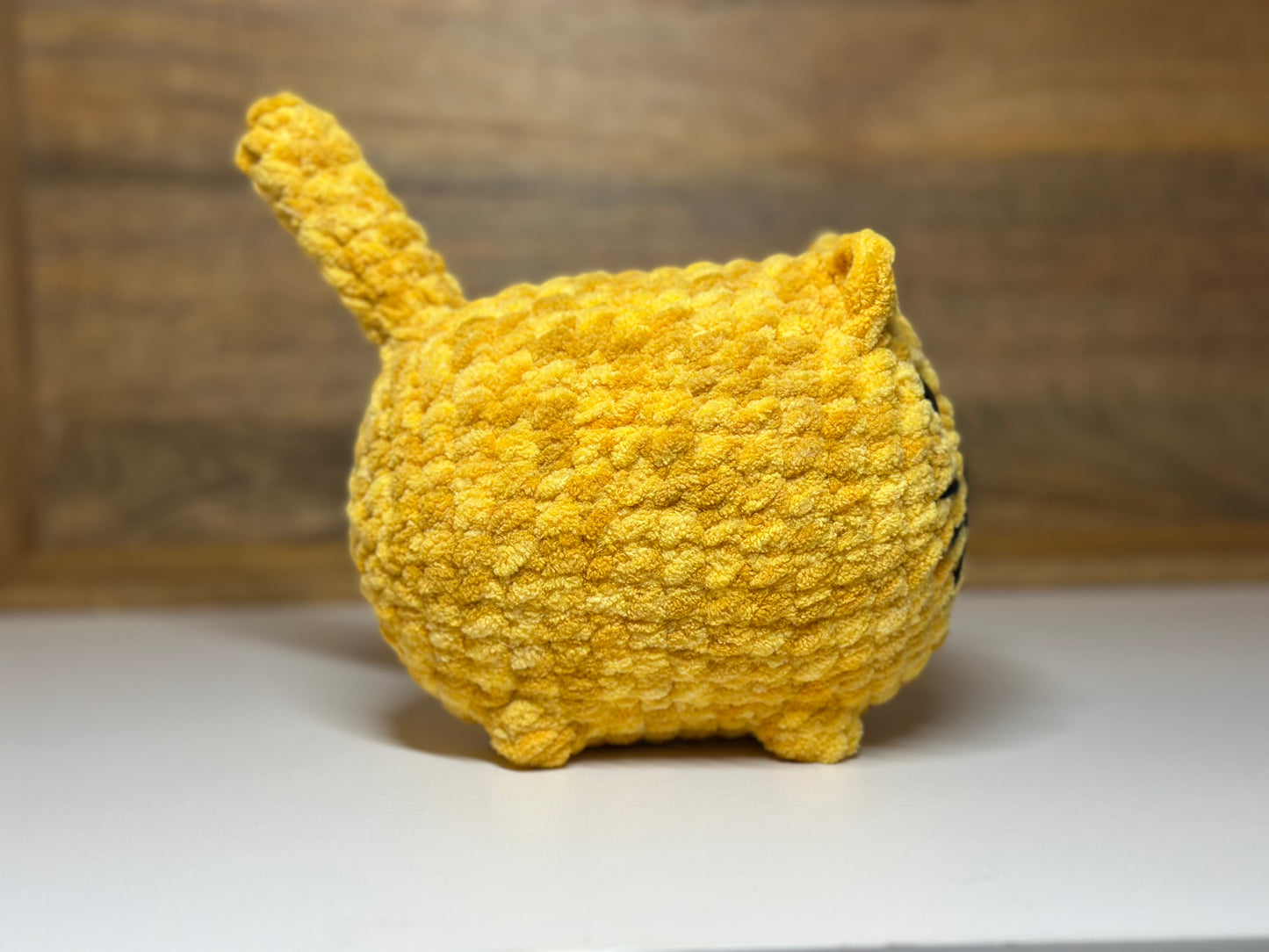 Crocheted Loaf Cat - One-Eyed Orange Tabby