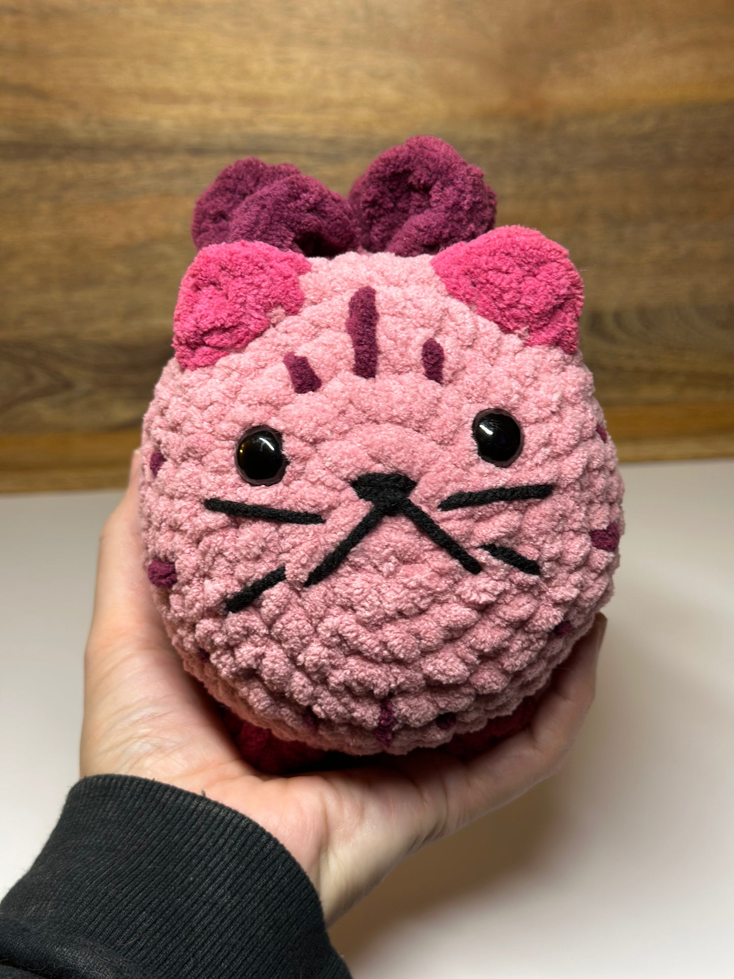 Crocheted Loaf Cat - Pink Butterfly