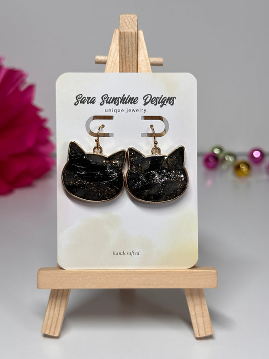 Cat Head Earrings - Black