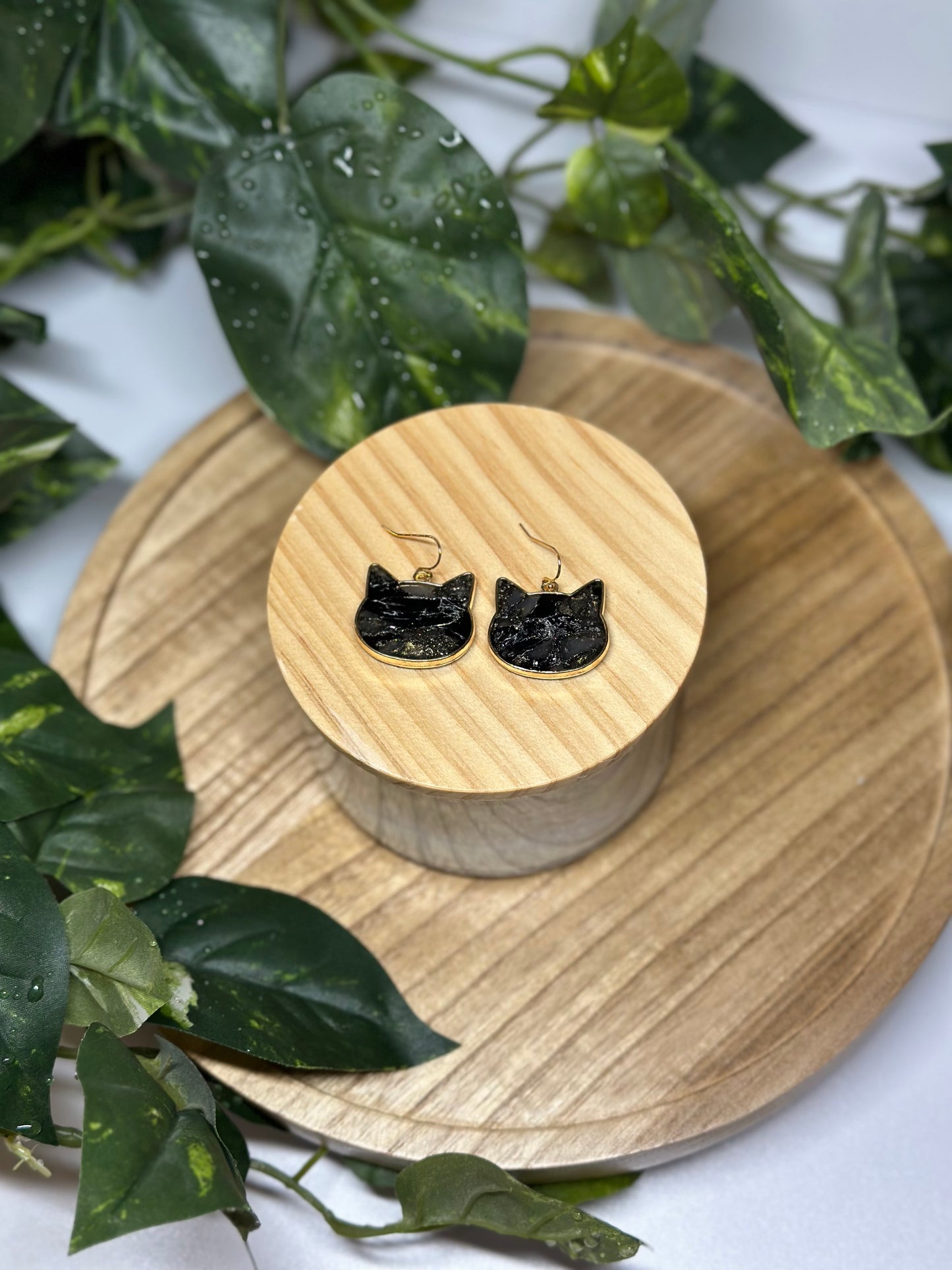 Cat Head Earrings - Black