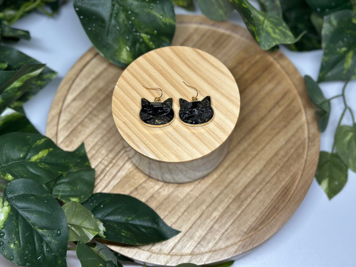 Cat Head Earrings - Black